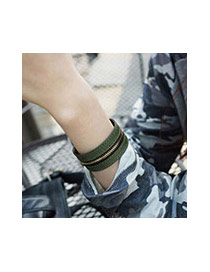 Vintage Dark Green Tassel Pendant Decorated Zipper Design Bracelet