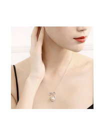 Fashion Silver Colour Water Drop Shape Pendant Simple Design Alloy Bib Necklaces