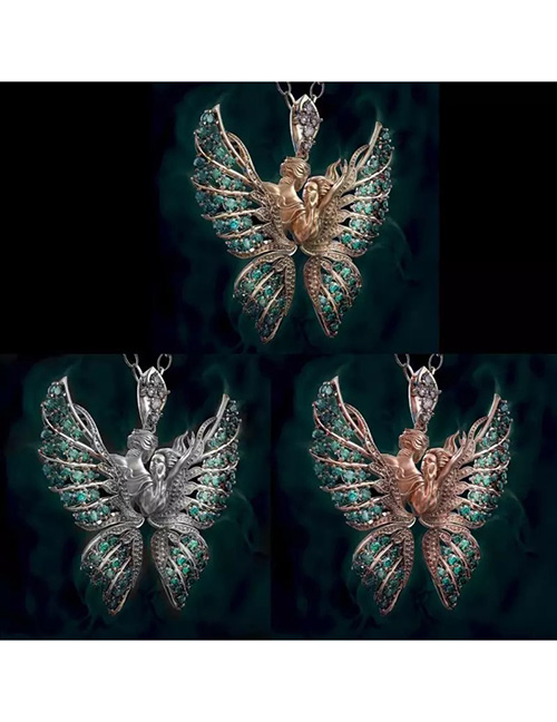 Collar De Mariposa De Ángel De Diamante De Aleación