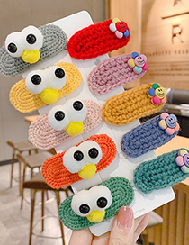 Fashion Big Eyes Cute [pink] Knitted Woolen Flowers Big Eyes And Cute Contrast Color Children S Hairpin