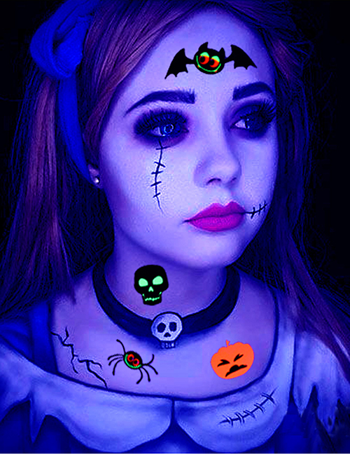 Etiquetas Engomadas Del Tatuaje De La Historieta De Los Niños De Halloween
