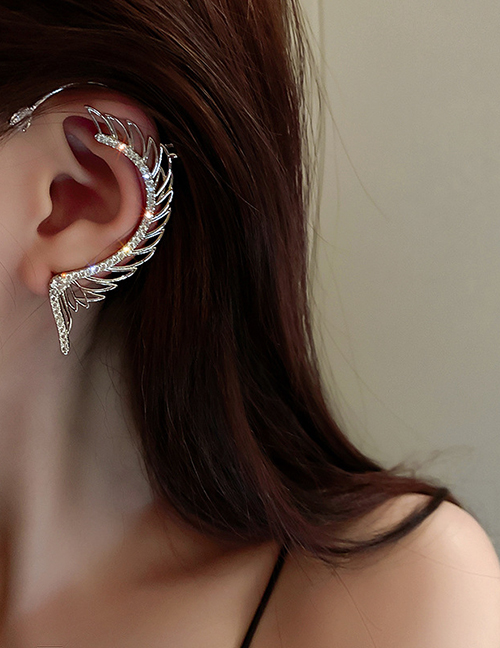 Fashion Silver (single Left Ear) Alloy Inlaid Zirconium Wings One Ear Hook