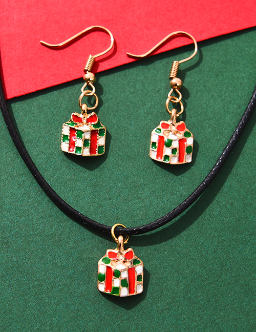 Conjunto De Collar De Pendientes De Árbol De Navidad Con Gota De Aceite De Aleación