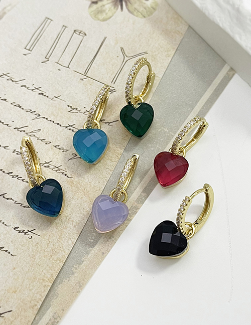 Bronze Heart Zirconia Earrings