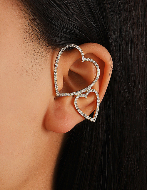 Ear Cuff De Aleación Con Corazón De Diamante