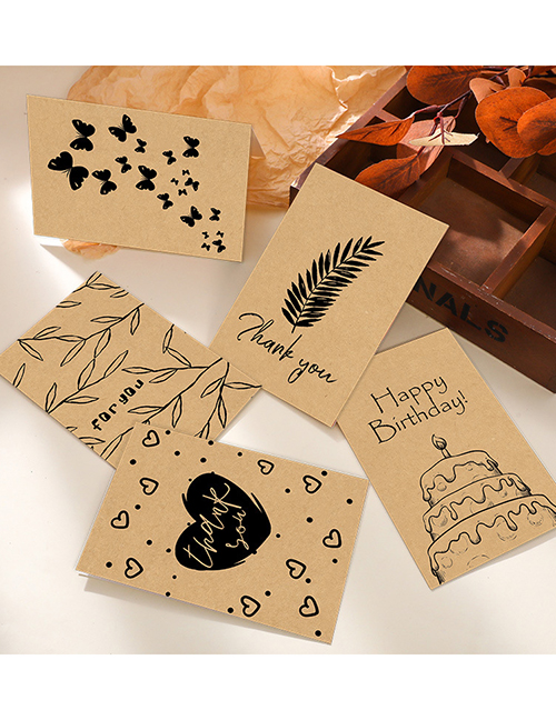 Fashion S614# 6 Sets Kraft Paper Birthday Folding Greeting Cards 6 Sheets With Envelopes