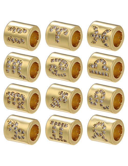 Fashion Pisces Copper Gold Plated Zodiac Transfer Beads Diy Jewelry Accessories
