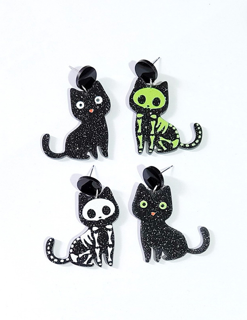 Pendientes Asimétricos De Gato Negro De Halloween