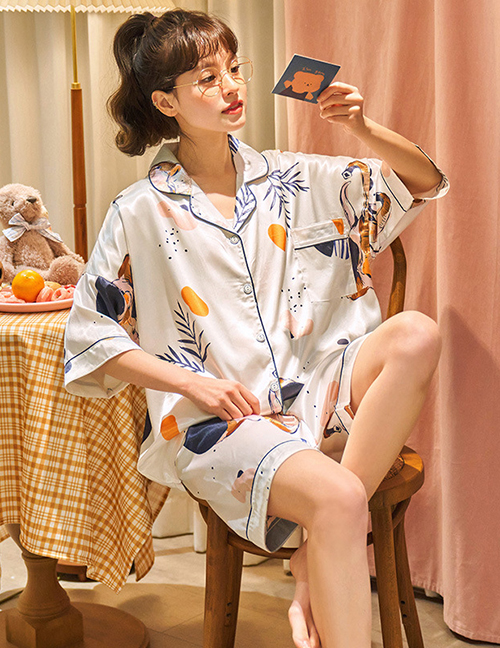 Pijama Con Estampado Geométrico De Seda De Hielo