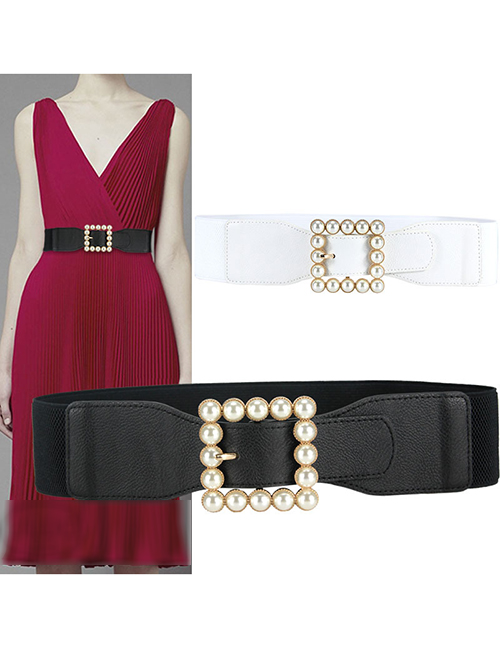 Pearl Square Buckle Wide Belt