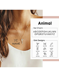 Collar Geométrico De Acero De Titanio Con Letras Collar De Letras De Animales