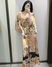 Vestido De Encaje Kimono Estampado