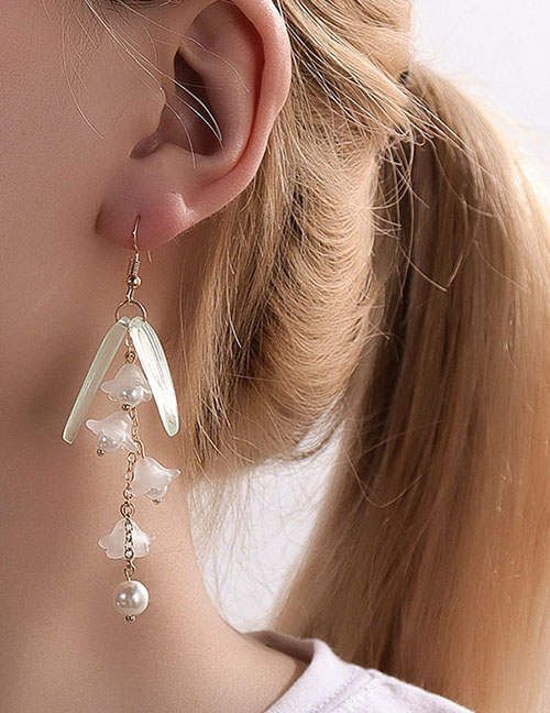 Resin Pearl Flower Drop Earrings