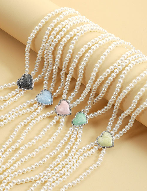 Pearl Beads Inglid Diamond Love Multi -layer Collar