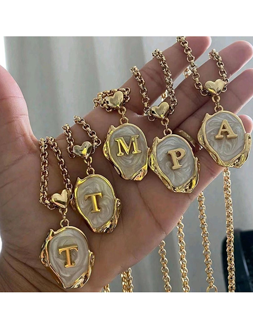 Collar Tridimensional De Concha De 26 Letras De Cobre Chapado En Oro