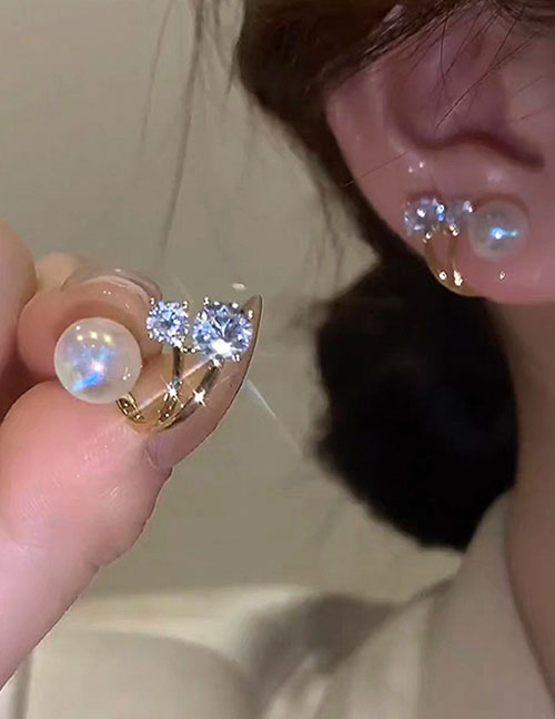 Pendientes De Botón De Metal Con Diamantes Y Perlas