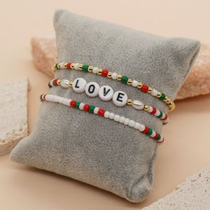 Copper Gold-plated Rice Beads And Gold Beads Beaded Alphabet Bracelet Set