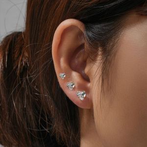 Metal Diamond Love Stud Earring Set