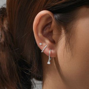 Metal Diamond Geometric Earring Set