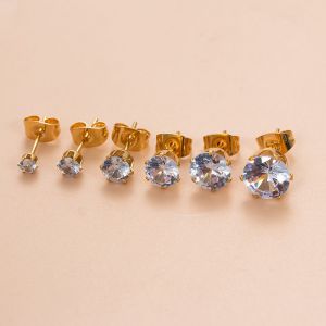 Clavos Piercing Geométricos De Acero Inoxidable Con Incrustaciones De Diamantes (individuales)