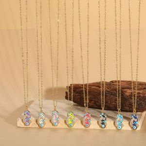 Conjunto De Cobre Con Collar De Zapatilla De Ojo Con Gotas De Aceite De Diamantes