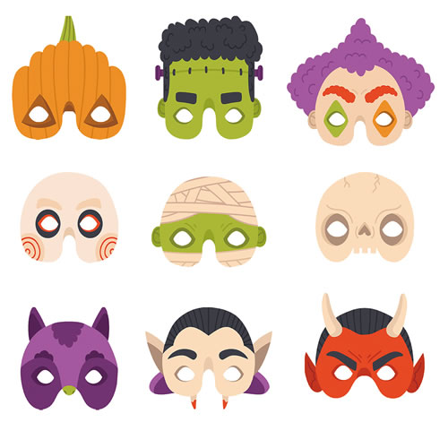 Máscaras De Papel Con Estampado De Halloween