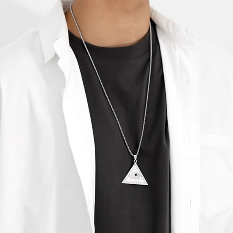 Collar De Ojo Triangular De Aleación De Diamantes Para Hombres
