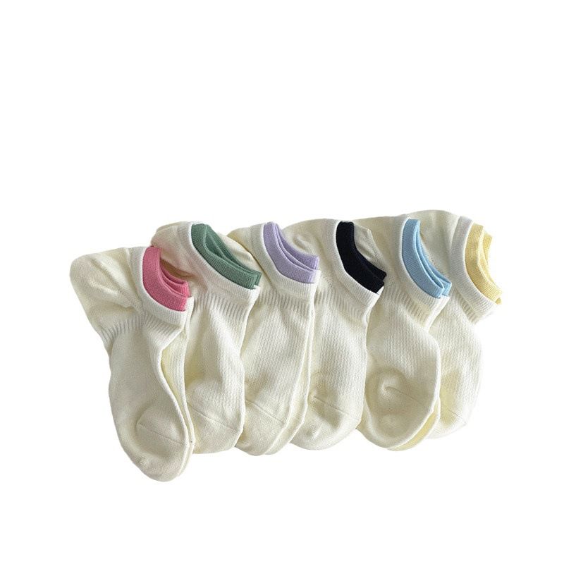Calcetines De Malla Con Puños Dobles Y Bloques De Color