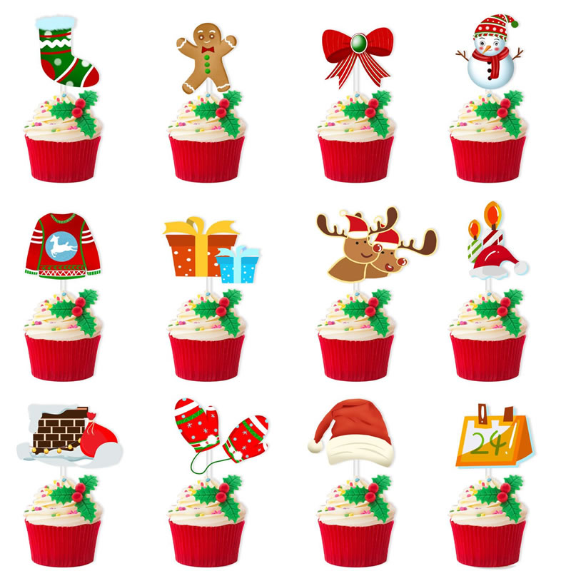 Cupcake De Navidad De Papel Poniendo Pancartas
