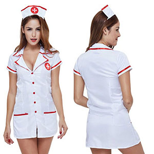 Vestido De Enfermera Con Solapa De Spandex