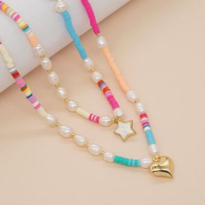 Collar De Amor Con Cuentas De Perlas Empalmadas De Arcilla Polimérica De Colores