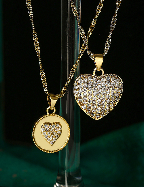 Collar Corazón De Cobre Bañado En Oro Con Diamantes
