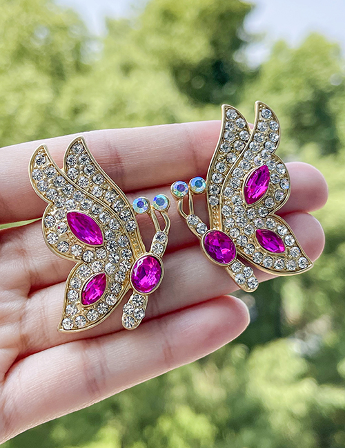 Aretes Colgantes De Mariposa Con Diamantes De Aleación