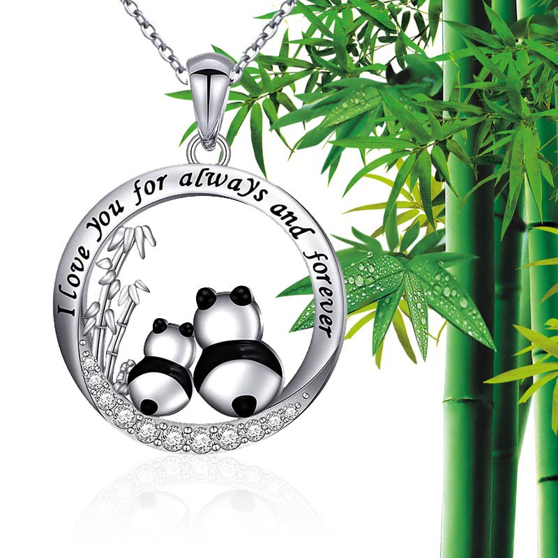 Collar De Panda Con Anillo De Diamantes De Aleación