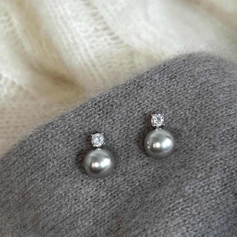 Aretes De Metal Con Perlas Y Diamantes