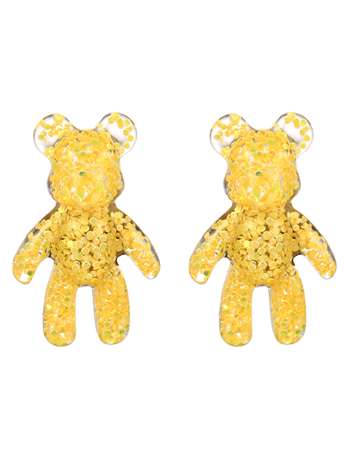 Fashion Yellow Resin Sequins Bear Copper Buckle Non-woven Shoe Buckle