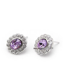 Magic Purple Earrings Alloy Crystal Earrings