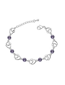 Dangle pale pinkish purple Purple Purple Bracelet Alloy Crystal Bracelets