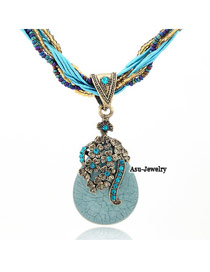 Jogging Blue Water Drop Shape Alloy Beaded Necklaces