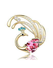 (18K+rose red) Luxury romantic Austrian crystals brooch-FirePhoenix