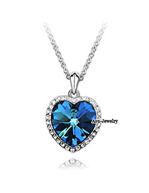 Fall Dark Blue Titanic Heart Of The Ocean Crystal Crystal Necklaces