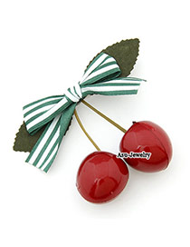 Street Green Cute Sweet Fashion Cherry Bow Tie Cloth Hair clip hair claw