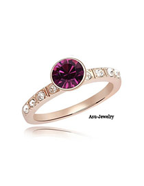 Magnifying Rose gold + purple Austrian Crystals Alloy Crystal Rings