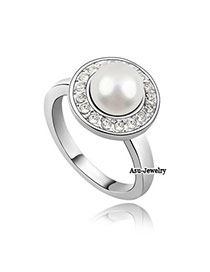 Diaper White Pearl Alloy Crystal Rings