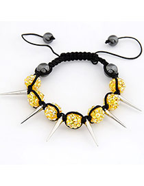 Papyrus Yellow Ball Rivet Design Braided Rope Korean Fashion Bracelet