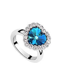 Rubber Blue Rings Alloy Crystal Rings
