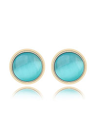 Korean sweet fashion simple design cymophane charm design studs earrings (Acid Blue)