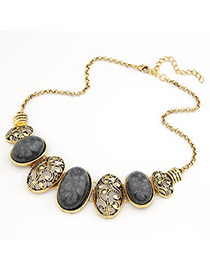 Bendable Gray Hollow Out Oval Shape Alloy Bib Necklaces