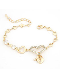 Invicta Gold Color Heart Lock Pendant Alloy Korean Fashion Bracelet