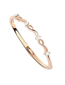 Tie White+Rose Gold Gold Color Bangle Alloy Crystal Bracelets